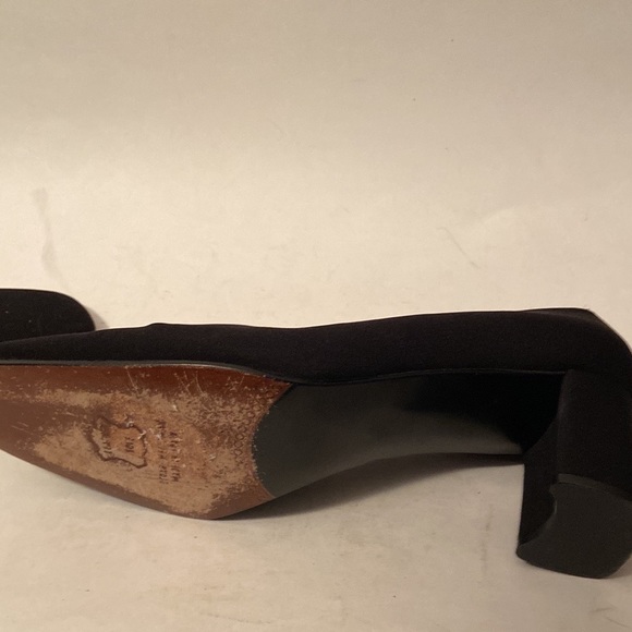 Stuart Weitzman Pump Women's 6 B Black Fabric Embellish Slip On Block Heel Spain - Picture 6 of 8